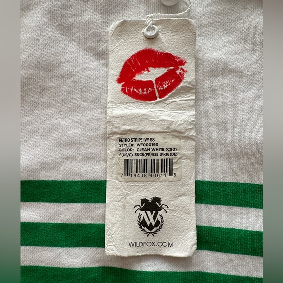 Wildfox Retro Stripe Ivy SS/Clean White, Size Small. - Picture 8 of 8